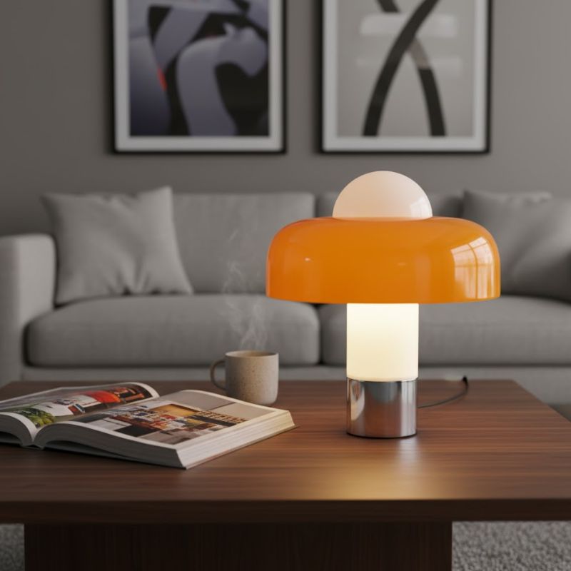 Lampe Champignon Orange Avec Lumière Chaude Et Style Italien
