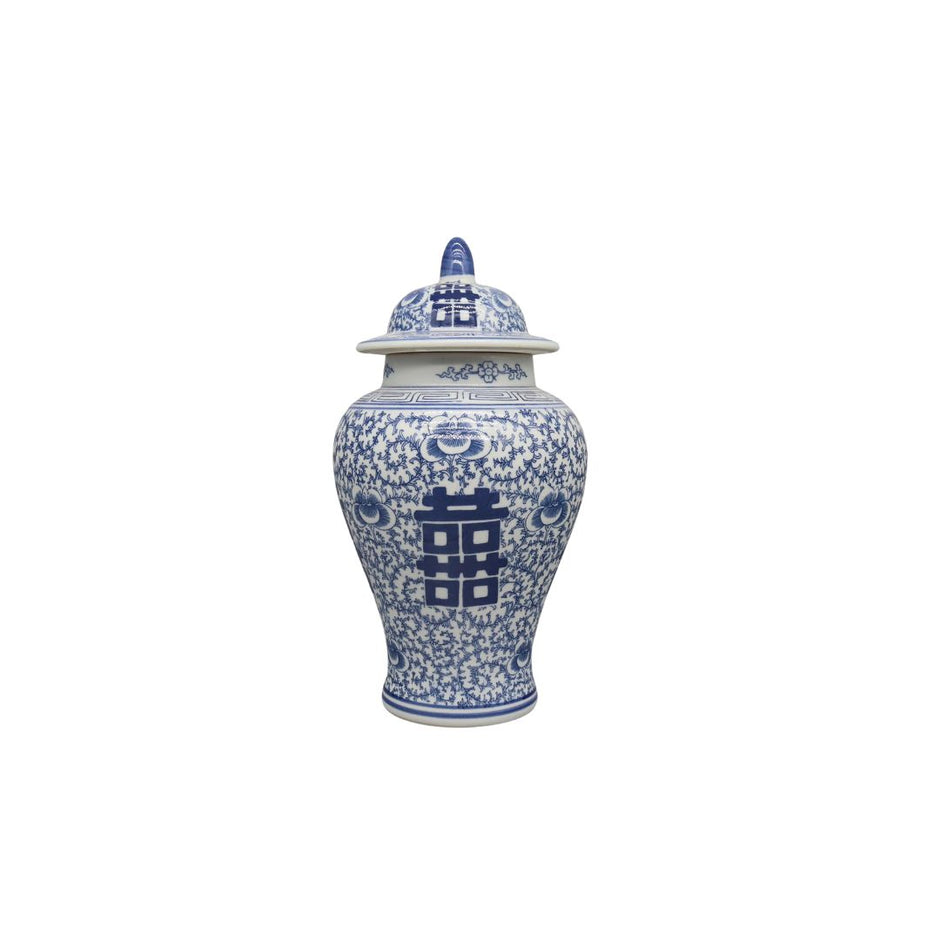 Vase en Porcelaine Chinoise Style Vintage Bleu et Blanc