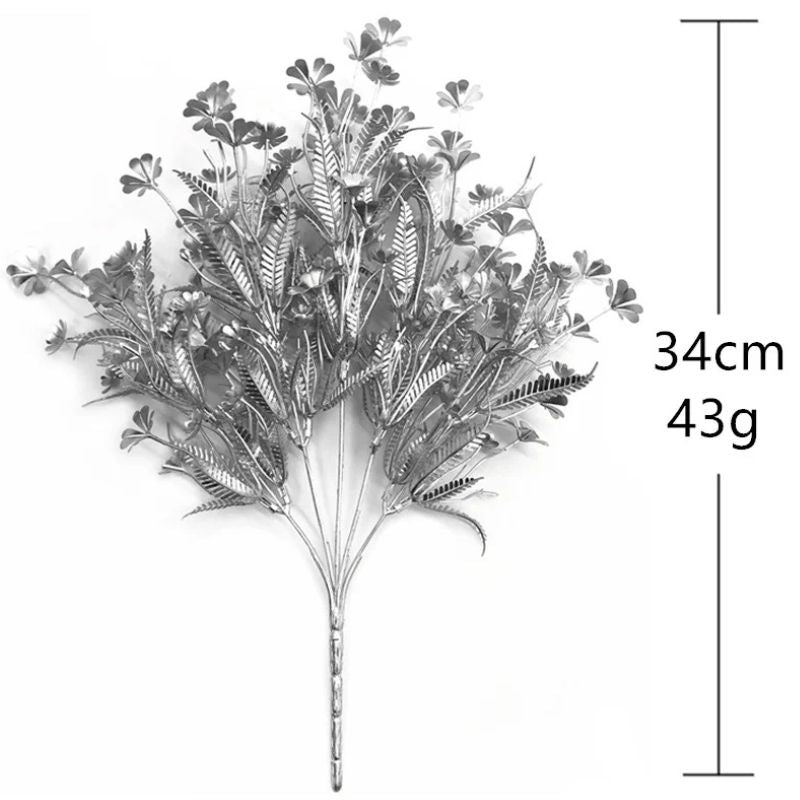 Fleur Artificielle Gris Avec Feuillage Métallisé Décoratif