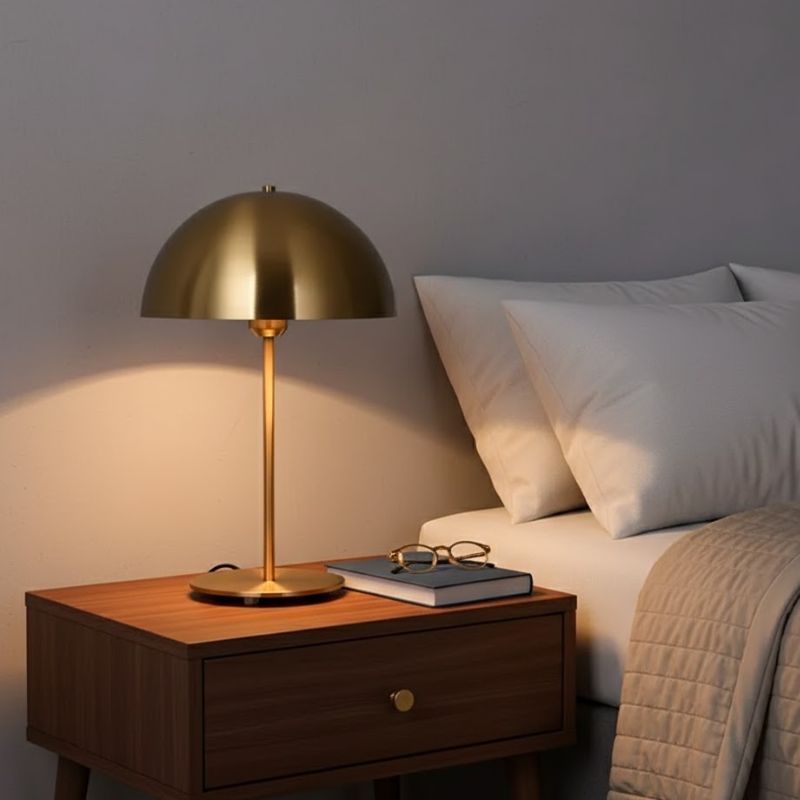 Lampe Champignon Dorée Avec Finition Métallique