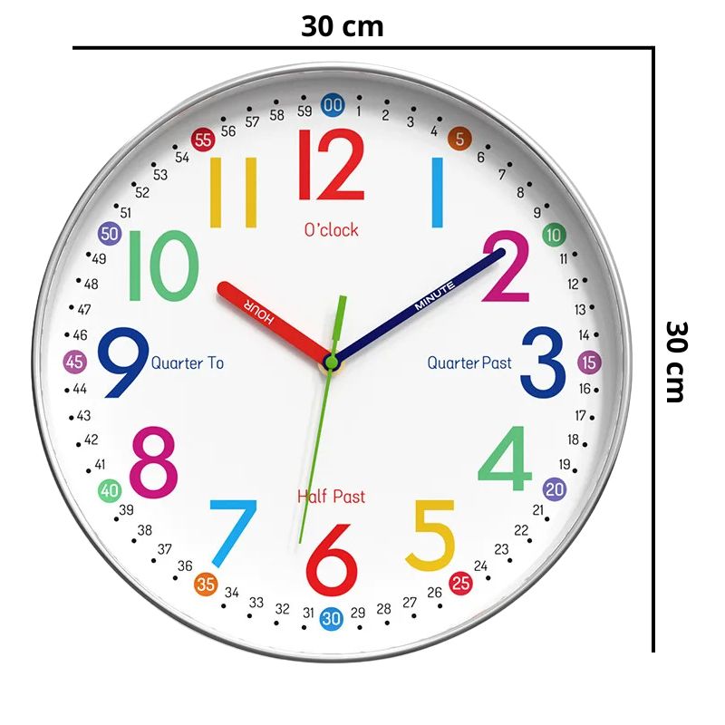 Horloge Murale Éducative Avec Chiffres Colorés