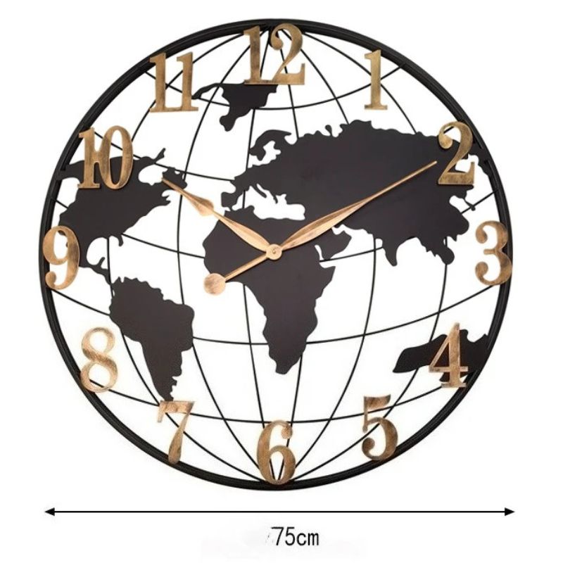 Horloge Monde Murale Élégante En Métal