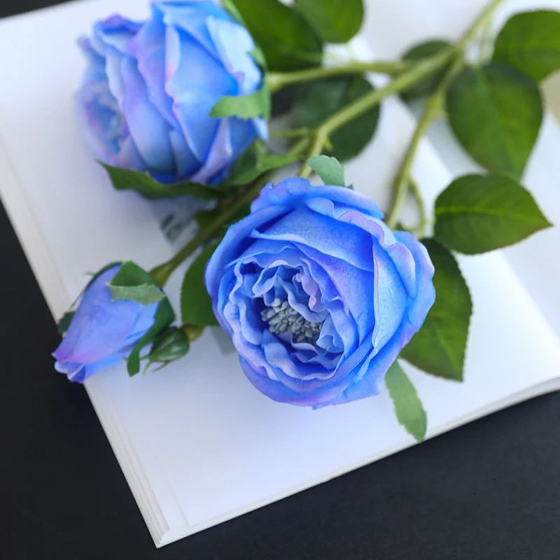 Fleur Artificielle Bleu Bouquet Roses Dégradées