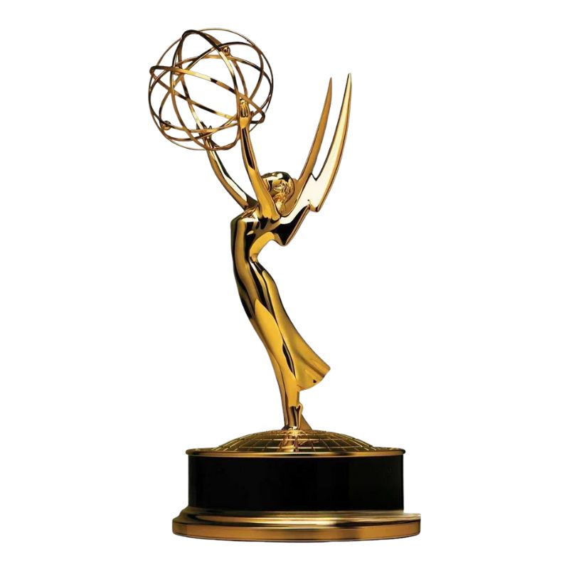 Statuette Oscar Dorée Avec Globe Stylisé Et Base Élégante