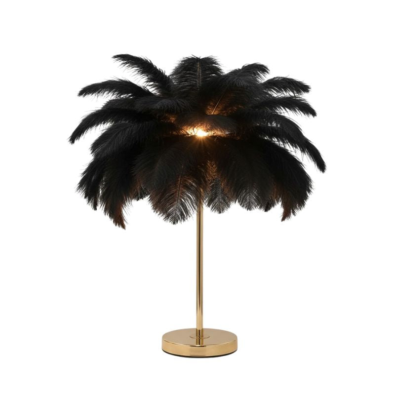 Éclairages De Table À Plumes Avec Pied Doré Élégant