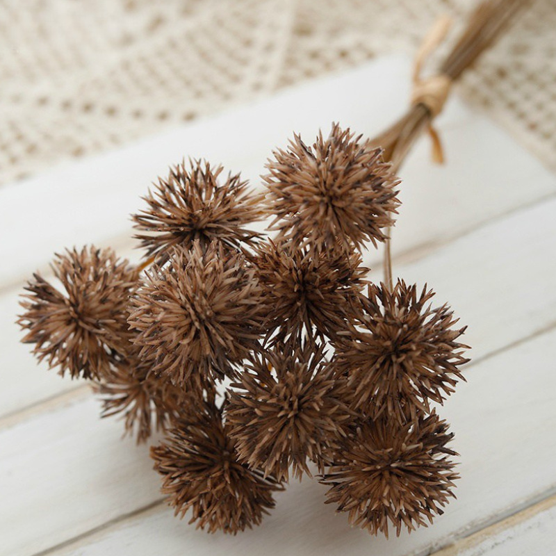 Fleur Artificielle Marron Avec Pompons Rigides
