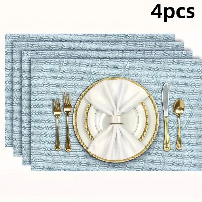 Set De Table Vinyle Bleu Clair Lavable Et Résistant À La Chaleur