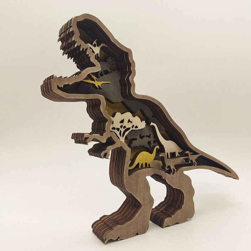 Sculpture En Bois Dinosaure En Design Ludique