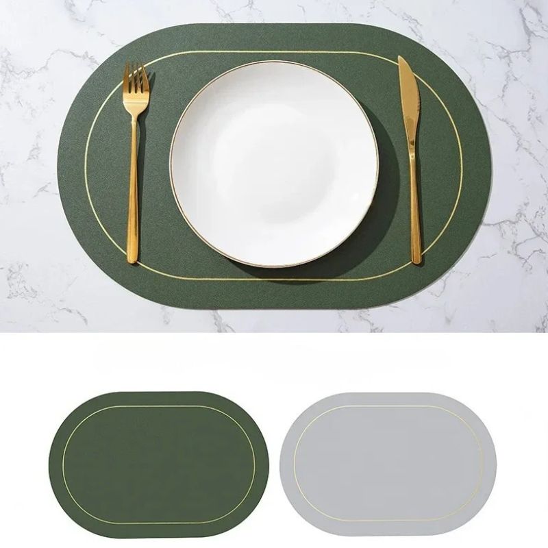 Set De Table Ovale En Cuir Style Nordique Résistant
