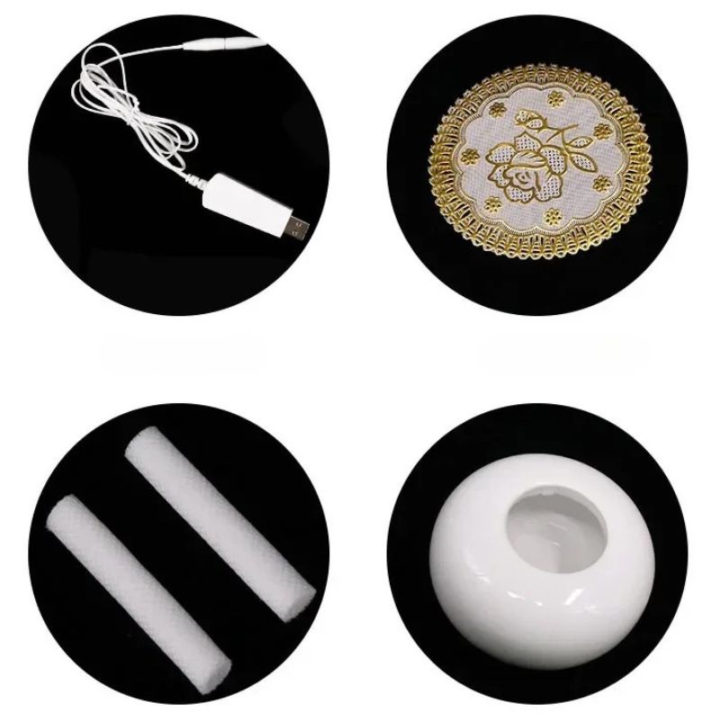 Diffuseur D’Huiles Essentielles Design En Céramique Lotus Blanc Élégant