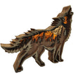 Sculpture En Bois Loup Hurlant En Relief 3D