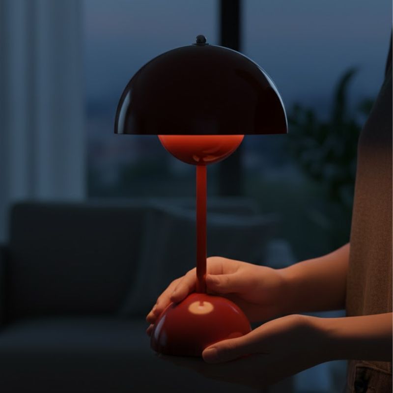Lampe Champignon Vintage Rouge Tactile Rechargeable