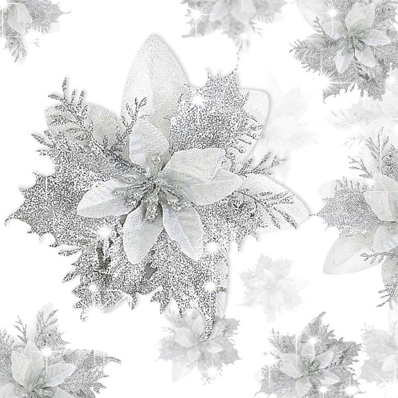 Fleur Artificielle Gris Avec Effet Pailleté Élégant