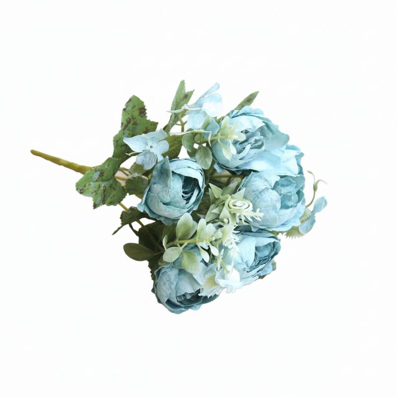 Fleur Artificielle Bleu Roses En Bouquet Texturé