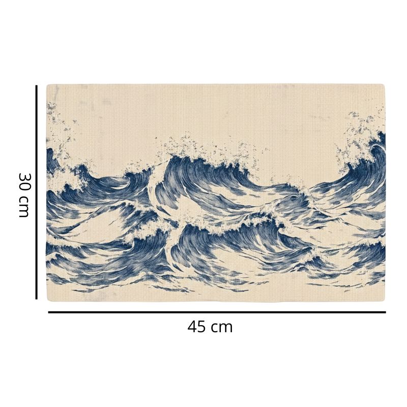 Set De Table En Lin Motif Vagues Artistiques