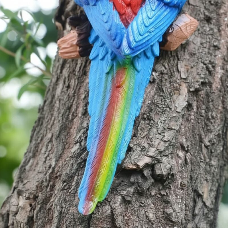 Sculpture Perroquet Coloré En Résine