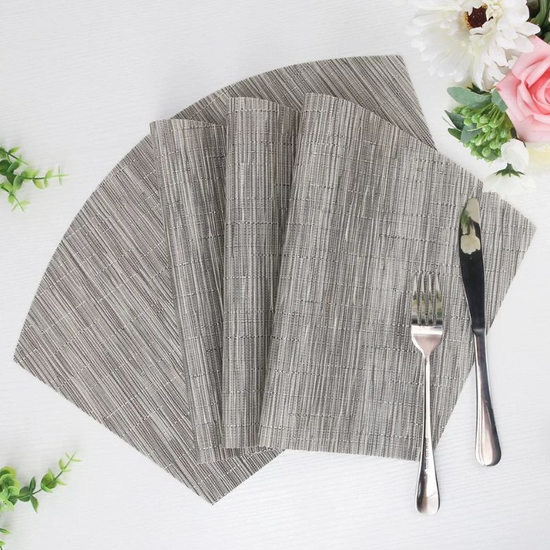 Set De Table Vinyle Gris Antidérapant Et Résistant 4 Pièces