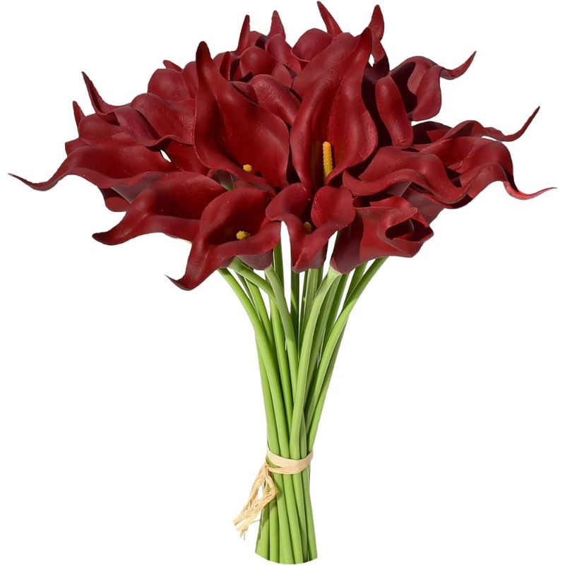 Fleur Artificielle Rouge En Bouquet De Callas