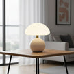 Lampe Champignon Blanc Avec Base Ronde Et Détail Doré