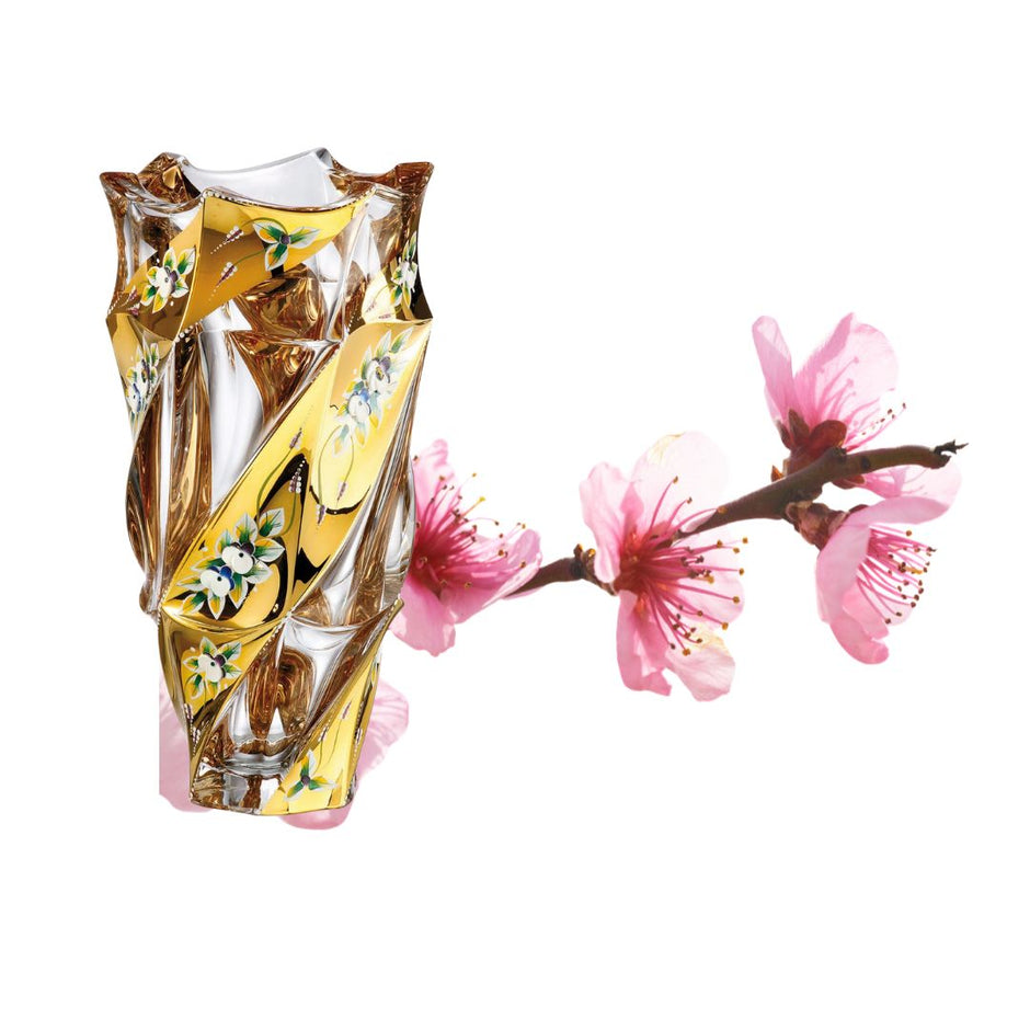 Vase en Cristal Émaillé Doré Importé de Tchéquie