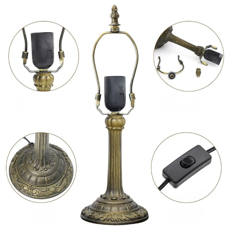 Lampe Champignon Gallé Avec Abat Jour Vitrail