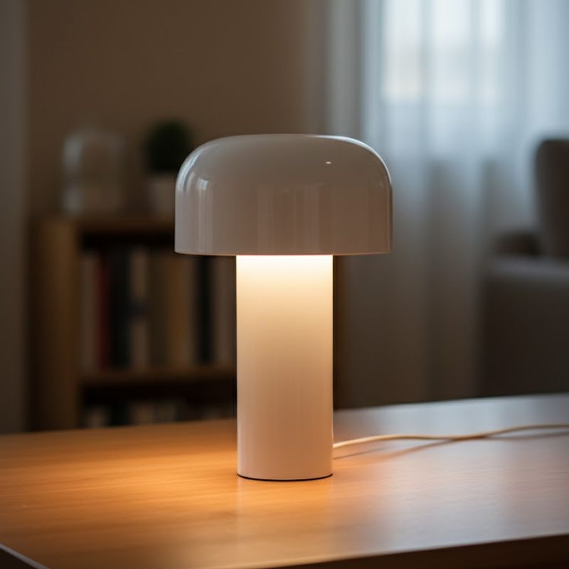 Lampe Champignon Blanc Avec Lumière Douce Et Élégante