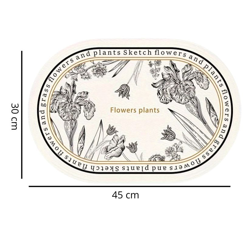 Set De Table Cuir Ovale Motif Floral Élégant