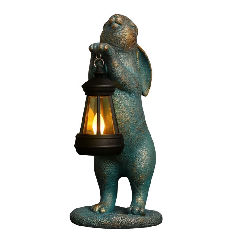 Sculpture Lapin Décorative Avec Lanterne Solaire