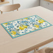 Set De Table Lavable Motif Citron Et Fleurs Bleues Méditerranéen 4 Pièces