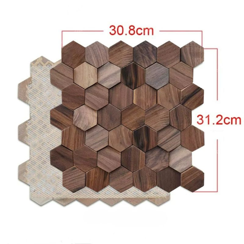 Panneau Mural Bois Hexagonal Avec Design 3D