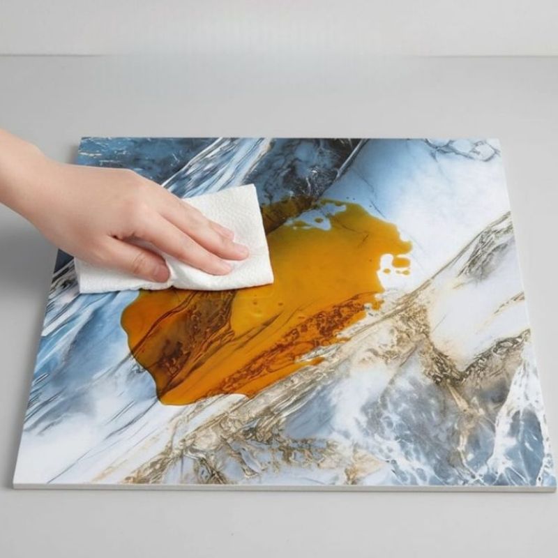 Panneau Mural Salle De Bain Avec Marbre Bleu Glacier Et Reflets Dorés