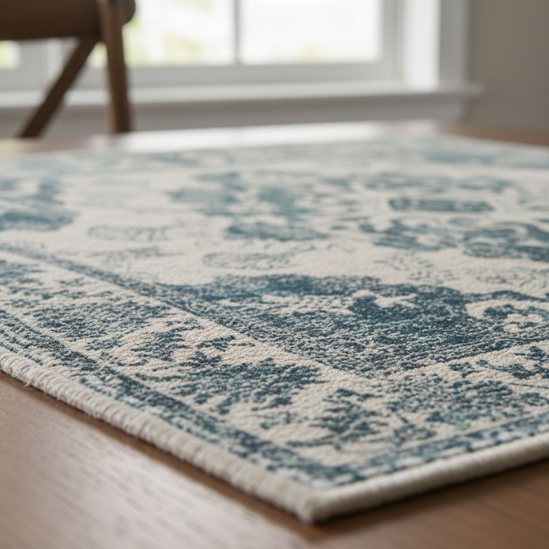 Set De Table En Lin Bleu Avec Motif Oriental Élégant Et Raffiné Lot de 4