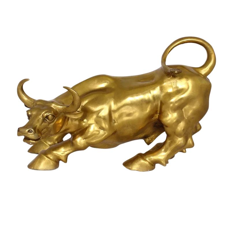 Sculpture Métal Taureau Doré Décoratif