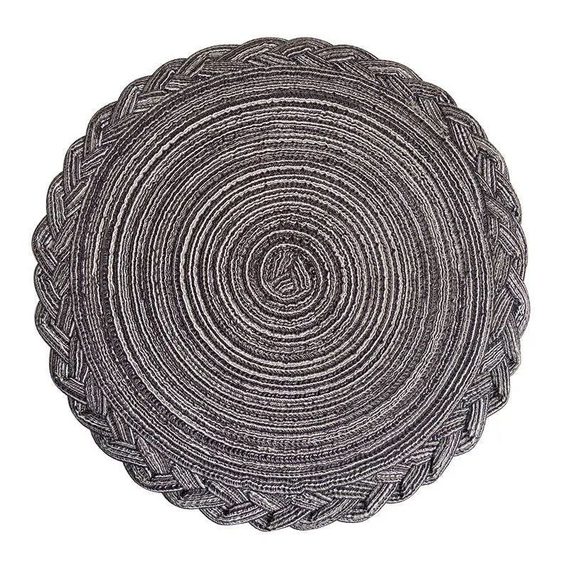 Set De Table Vinyle Rond Tissé Naturel Et Lavable