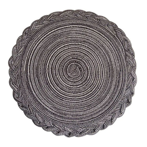 Set De Table Vinyle Rond Tissé Naturel Et Lavable