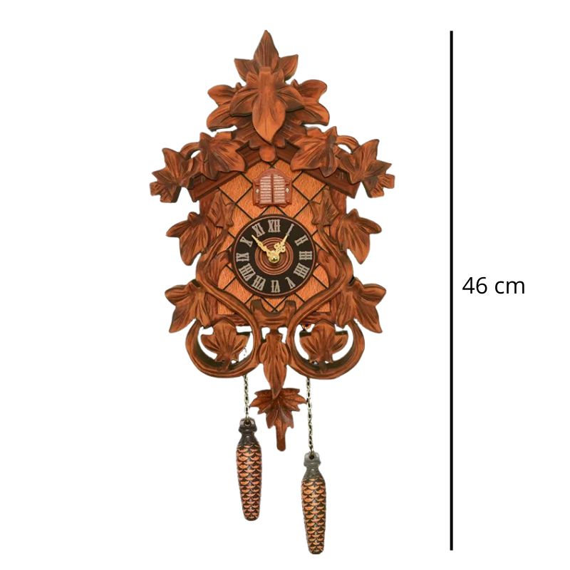 Horloge Coucou Murale Artisanale Avec Décor Feuillage