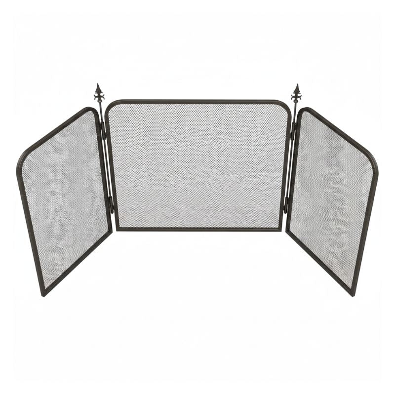 Pare Étincelles De Cheminée Avec Trois Panneaux Métalliques