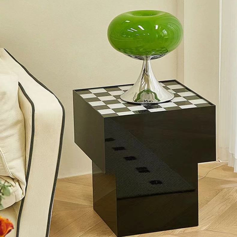 Lampe Champignon Verte Style Vintage Avec Base Métallique