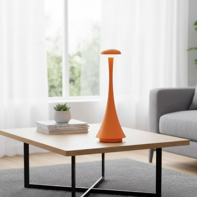 Lampe Champignon Orange Fine Et Élégante