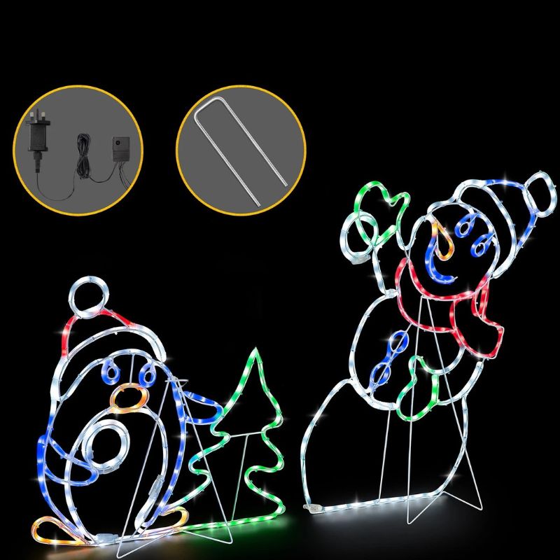 Décorations de Noël Bonhomme de Neige et Pingouin Lumineux
