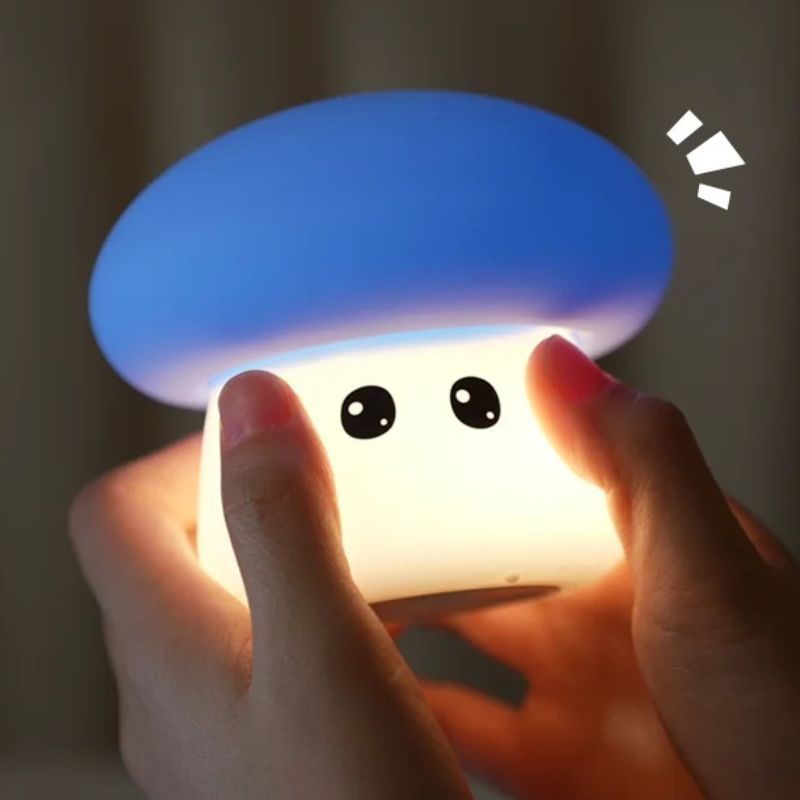 Lampe Champignon Bleue En Silicone Souple Et Tactile