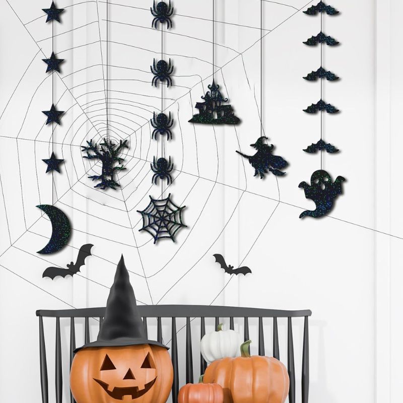 Décorations Halloween Guirlande Suspendue Noire