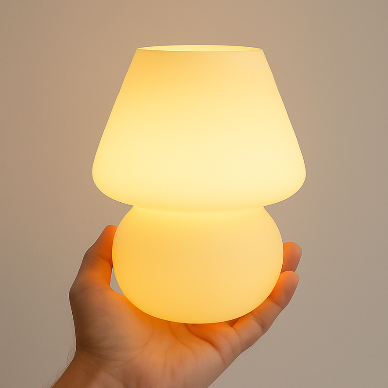 Lampe Champignon En Verre Givré Design Moderne