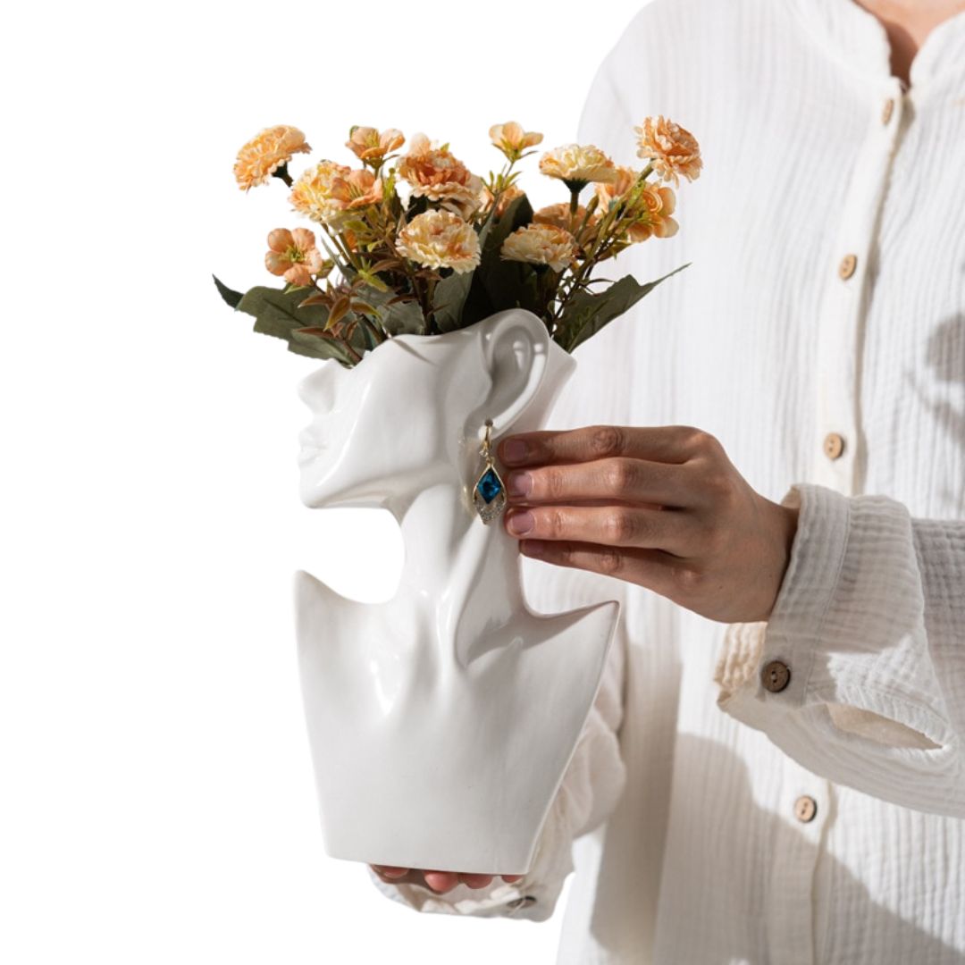 Vase Visage Latéral en Céramique Moderne