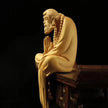 Statuette En Ivoire Sage Méditatif Assis Avec Drapé Sculpté