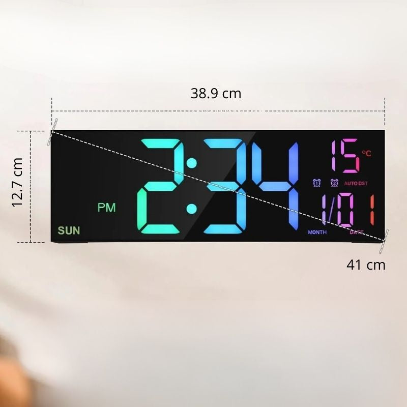 Grande Horloge Murale LED Moderne Avec Chiffres Lumineux