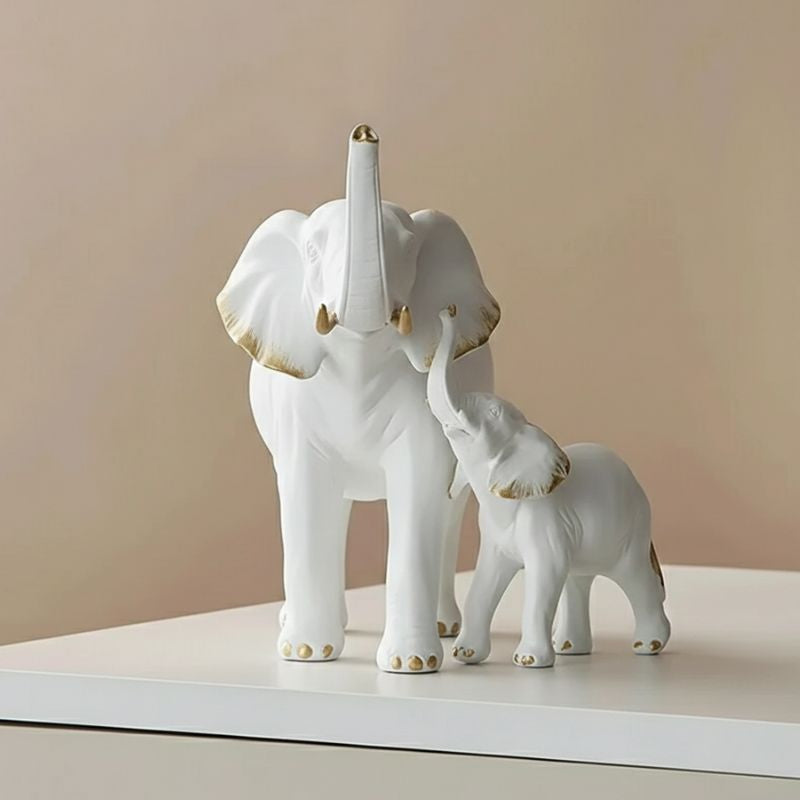 Sculpture Moderne Éléphant Parent Et Bébé Élégant