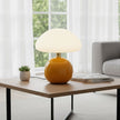 Lampe Champignon Orange Avec Abat Jour Blanc Élégante