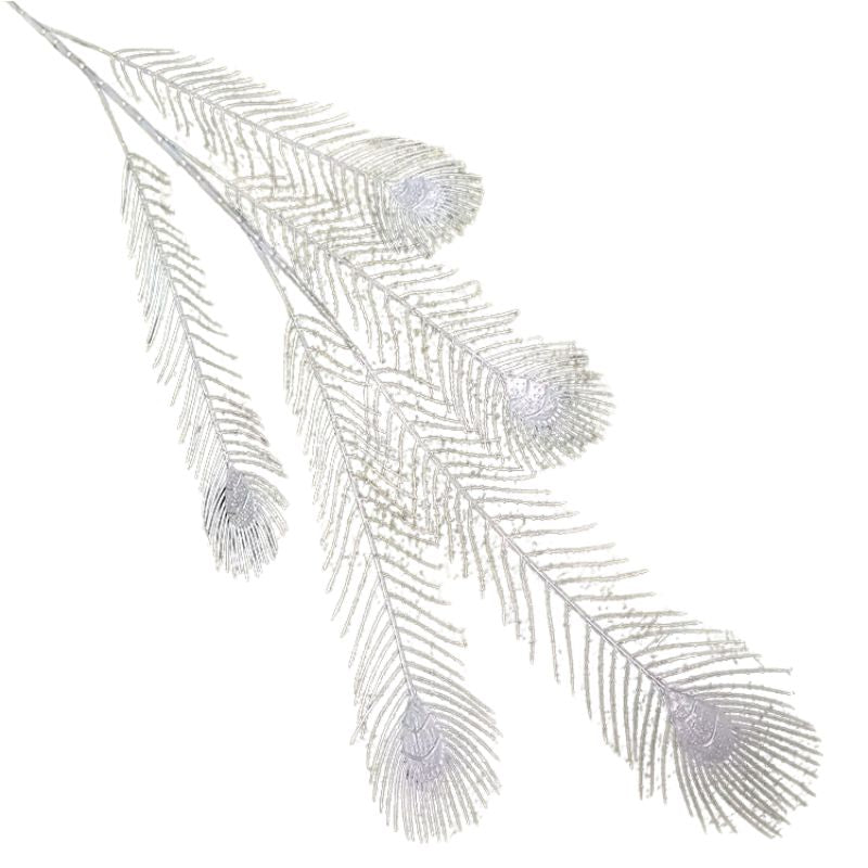 Fleur Artificielle Gris Avec Plume Métallisée Élégante