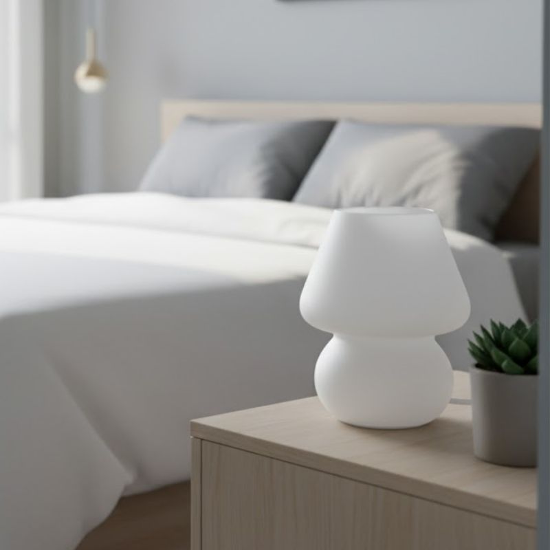 Lampe Champignon Blanc En Verre Moderne Et Élégante